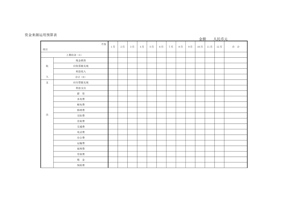 资金来源运用预算表_第1页