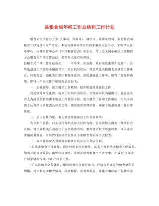 县粮食局年终工作总结和工作计划 