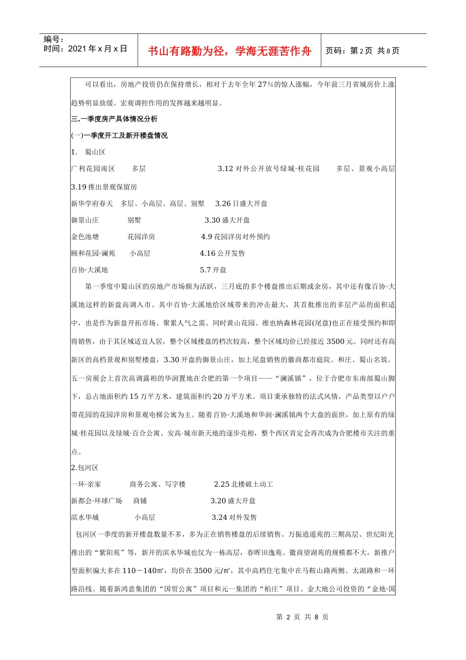 某地第一季度房地产动态分析报告_第2页