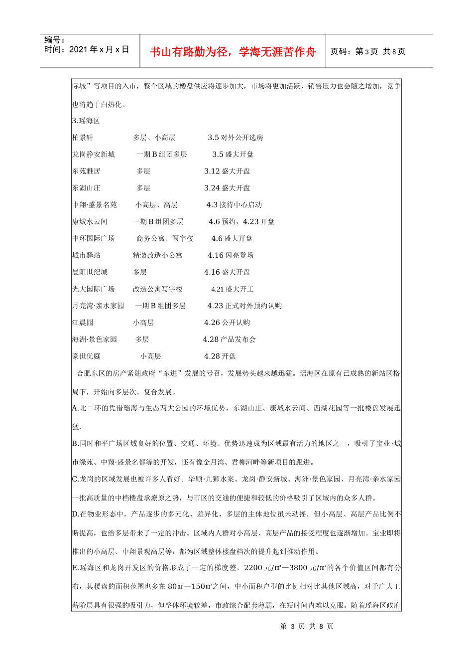 某地第一季度房地产动态分析报告_第3页