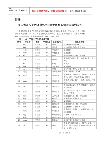 浙江省高校学历证书电子注册DBF格式数据库结构说明