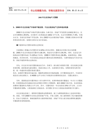 某年北京房地产大预测