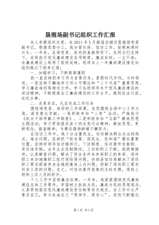 垦殖场副书记组织工作汇报