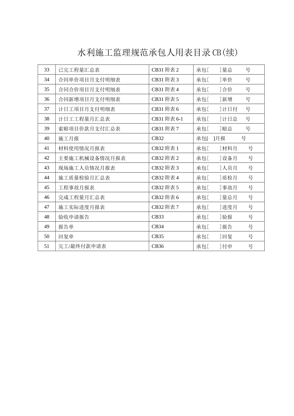 水利施工监理规范承包人用表格_第2页