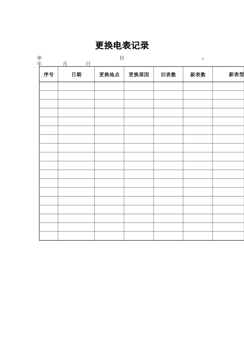 物业管理表格-更换电表记录_第1页