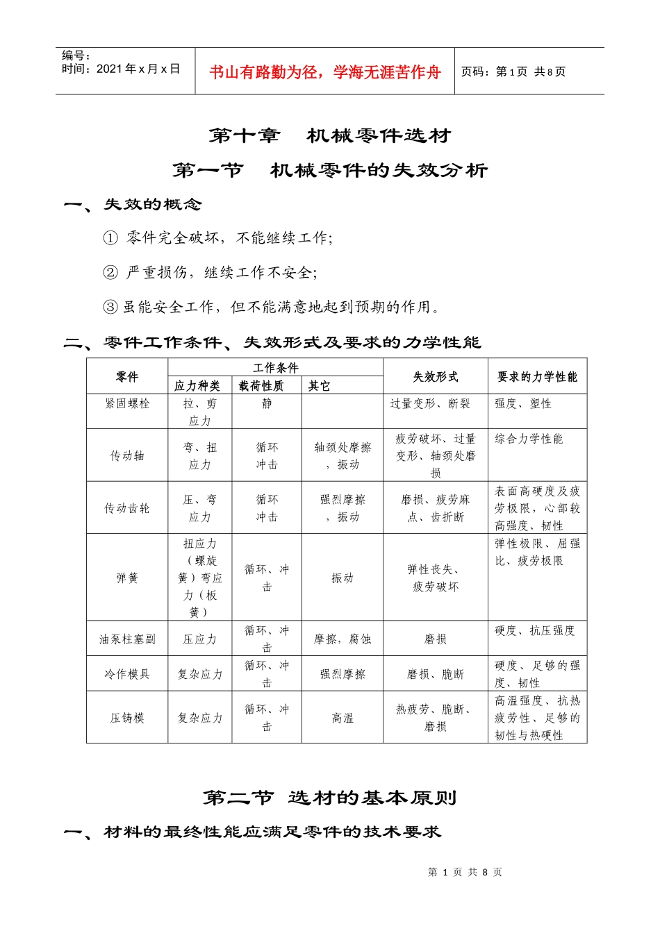 浅析机械零件选材_第1页