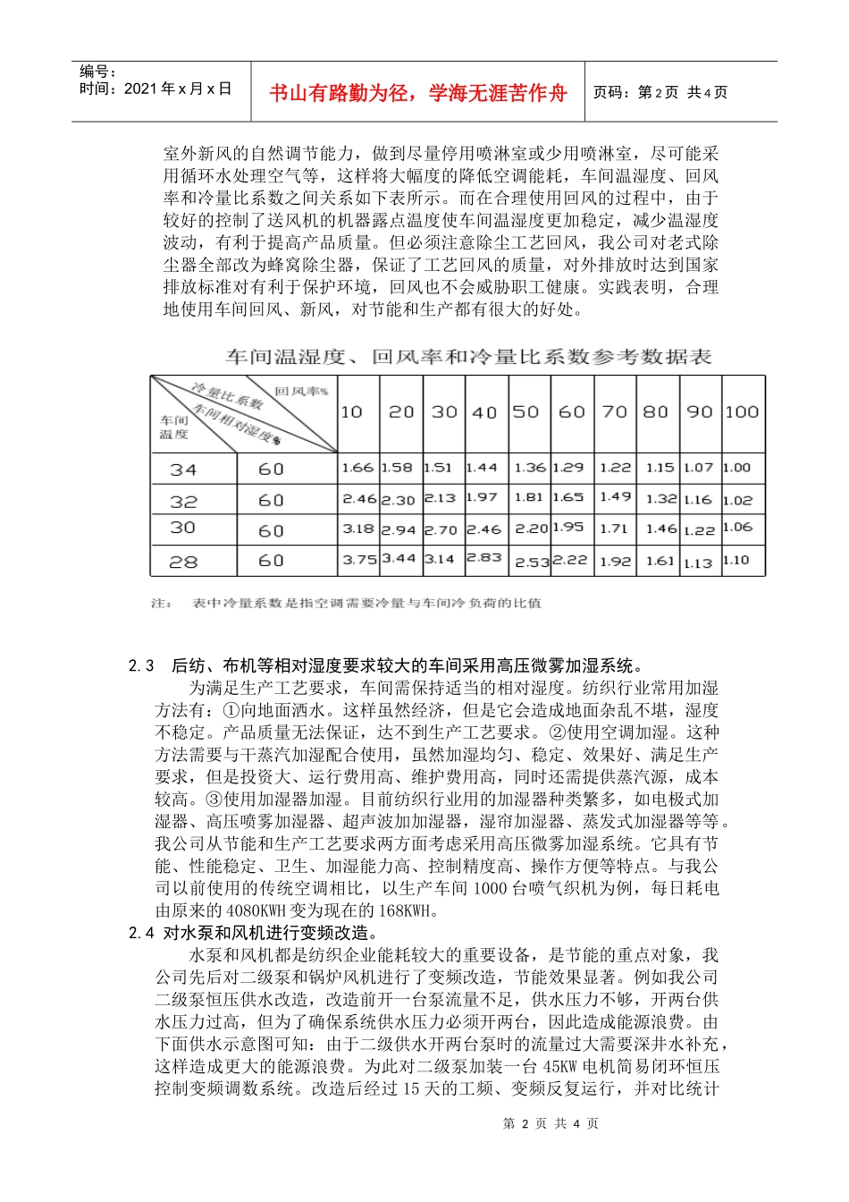 浅谈纺织厂空调节能措施与节能管理_第2页
