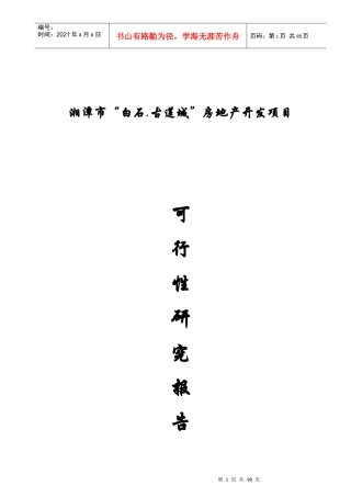 湘潭某房地产开发项目可行性研究报告