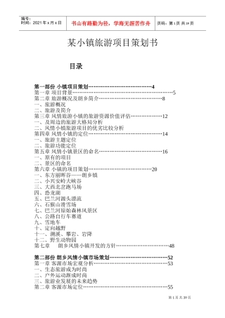 某小镇旅游项目策划书(DOC66页)