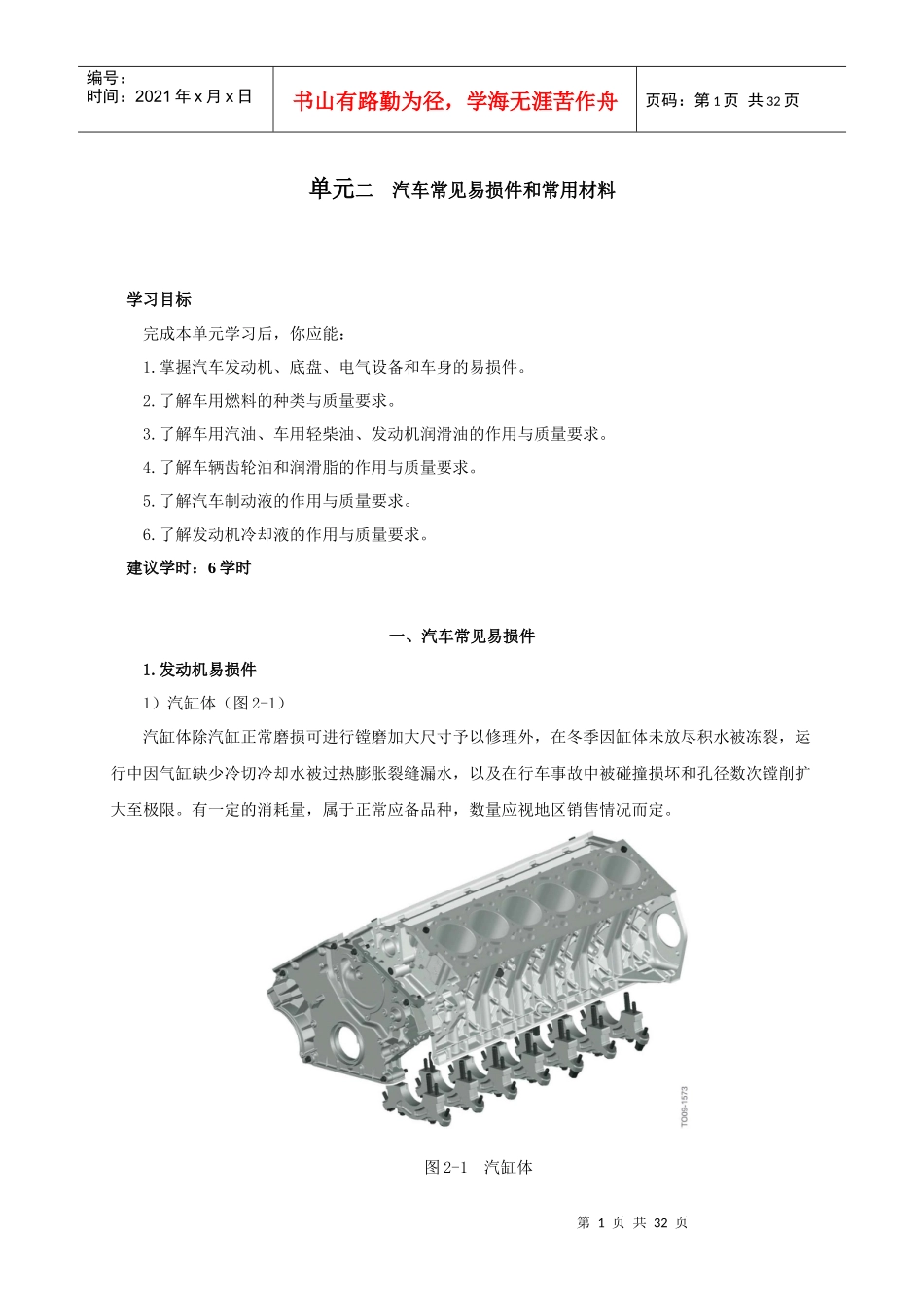 汽车常见易损件和常用材料_第1页