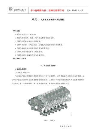 汽车常见易损件和常用材料