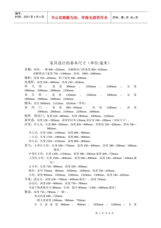 现代家具设计尺寸参考值