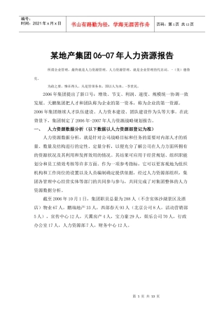 某地产集团06-07年人力资源报告