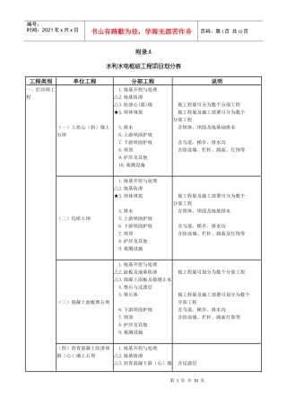 水利水电枢纽工程项目划分