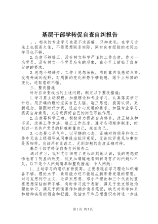 基层干部学转促自查自纠报告