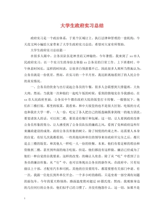 大学生政府实习总结 
