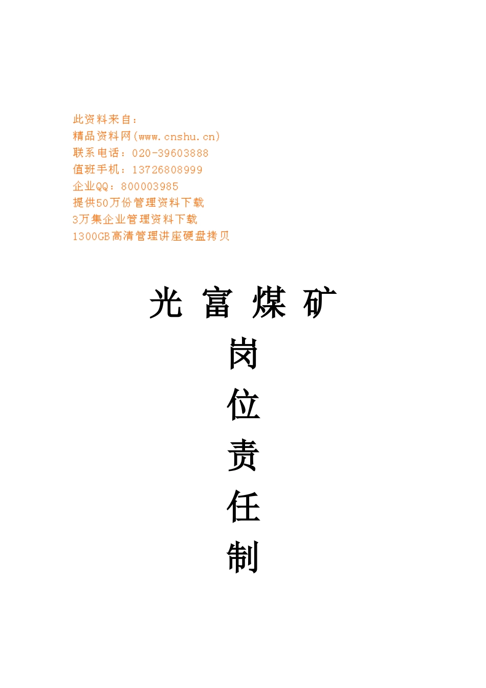 某煤矿公司岗位责任制汇总_第1页