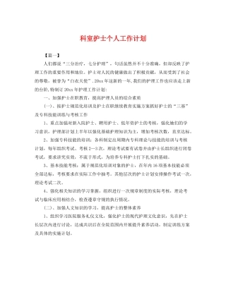 科室护士个人工作计划 