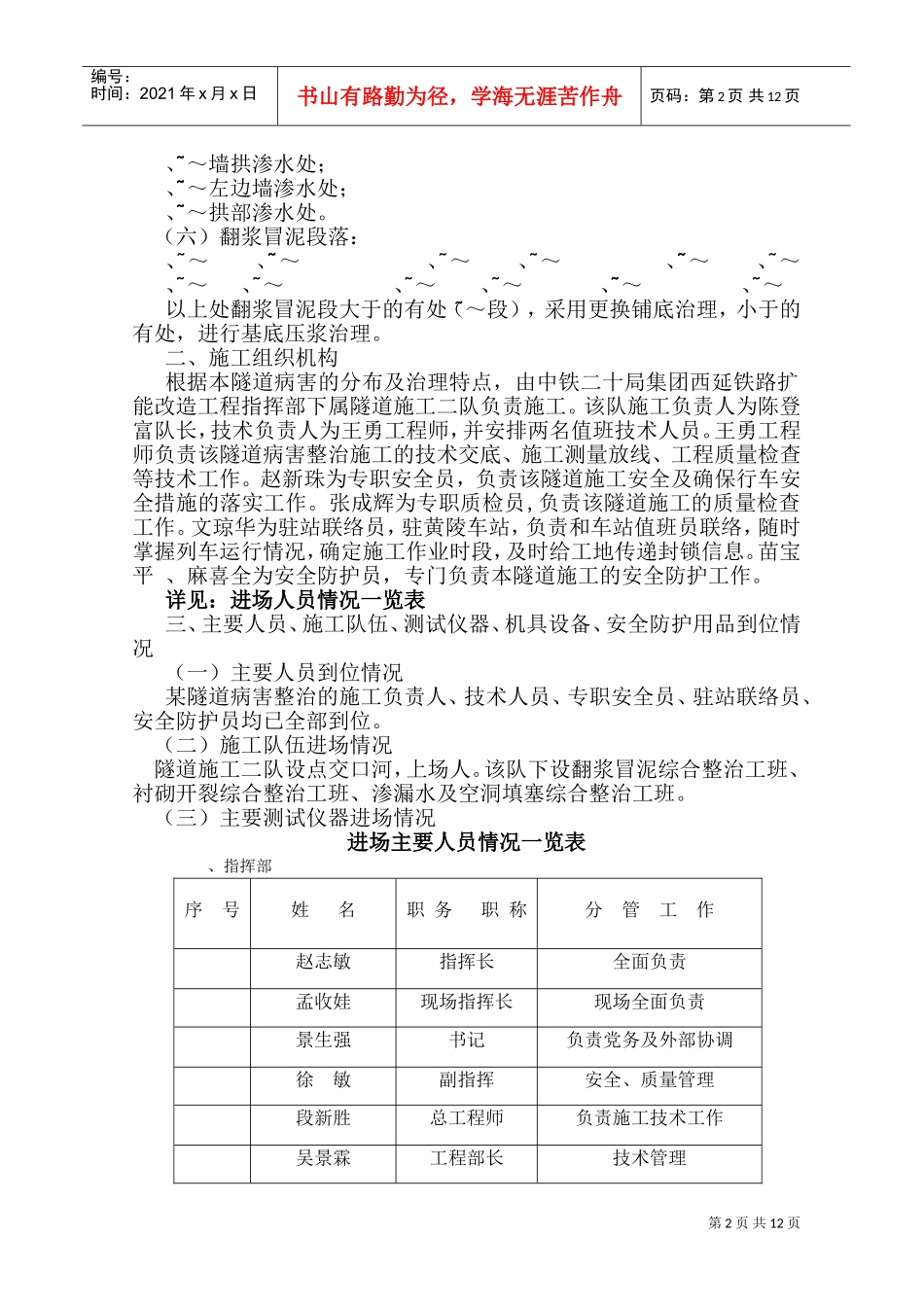 某隧道病害整治实施性施工组织设计方案(DOC21页)_第2页
