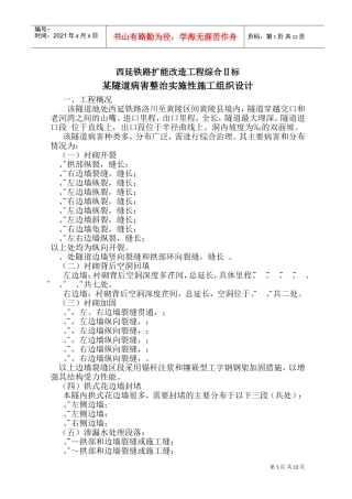 某隧道病害整治实施性施工组织设计方案(DOC21页)