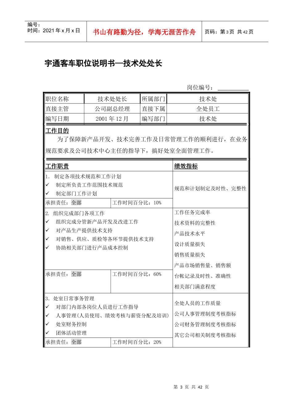 某某客车股份有限公司产品技术处职位说明书_第3页
