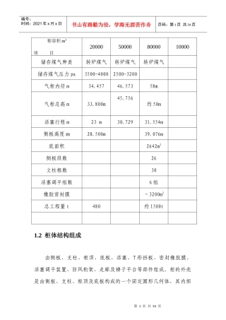 橡胶密封干式煤气柜制作与安装技术
