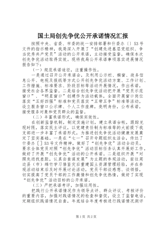 国土局创先争优公开承诺情况汇报