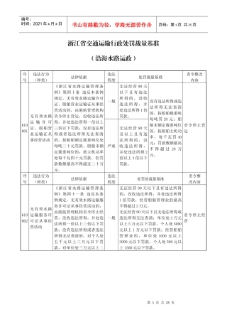 浙江省水路交通行政处罚裁量基准(运政)