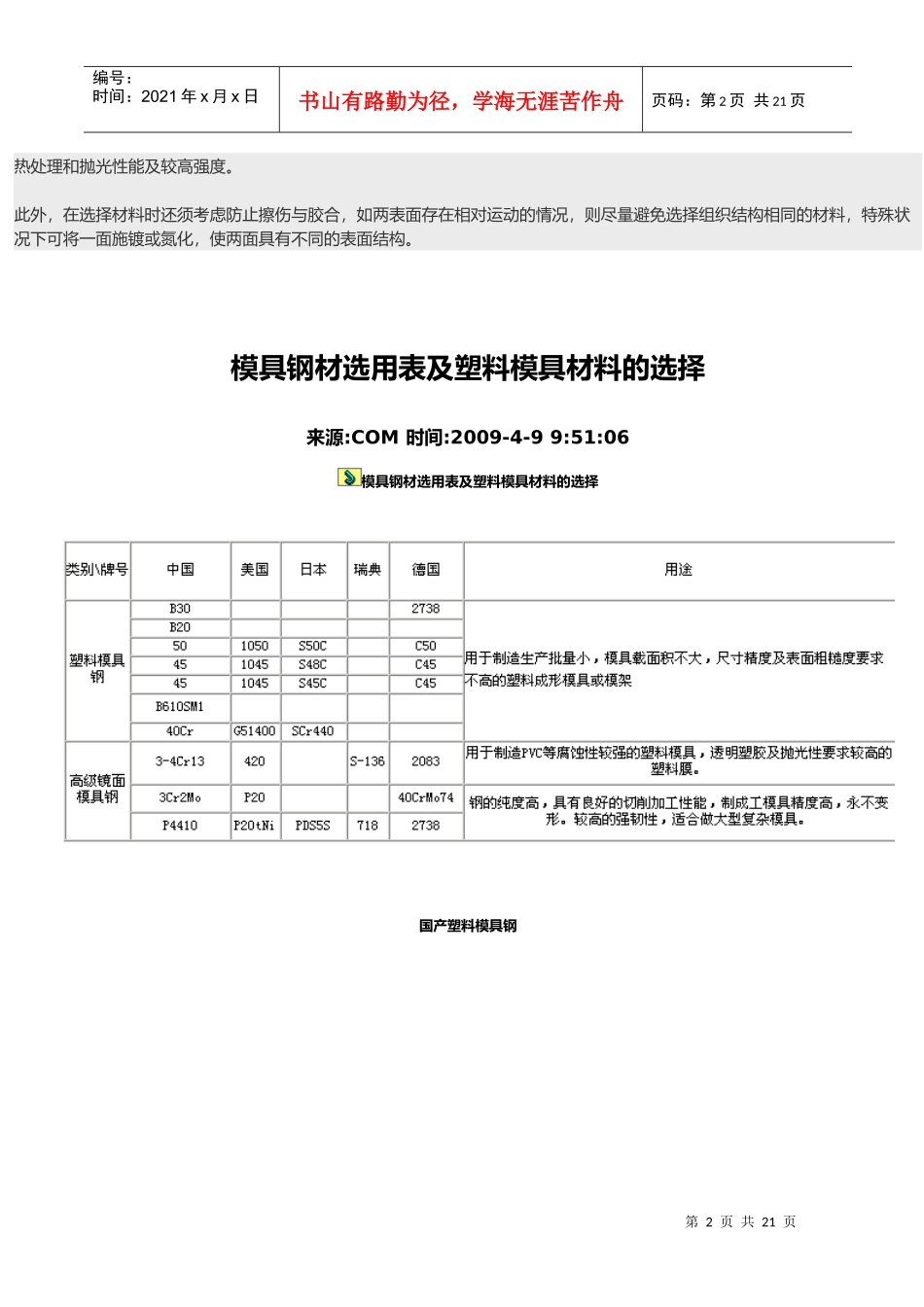 模具材料选择原则与模具设计_第2页