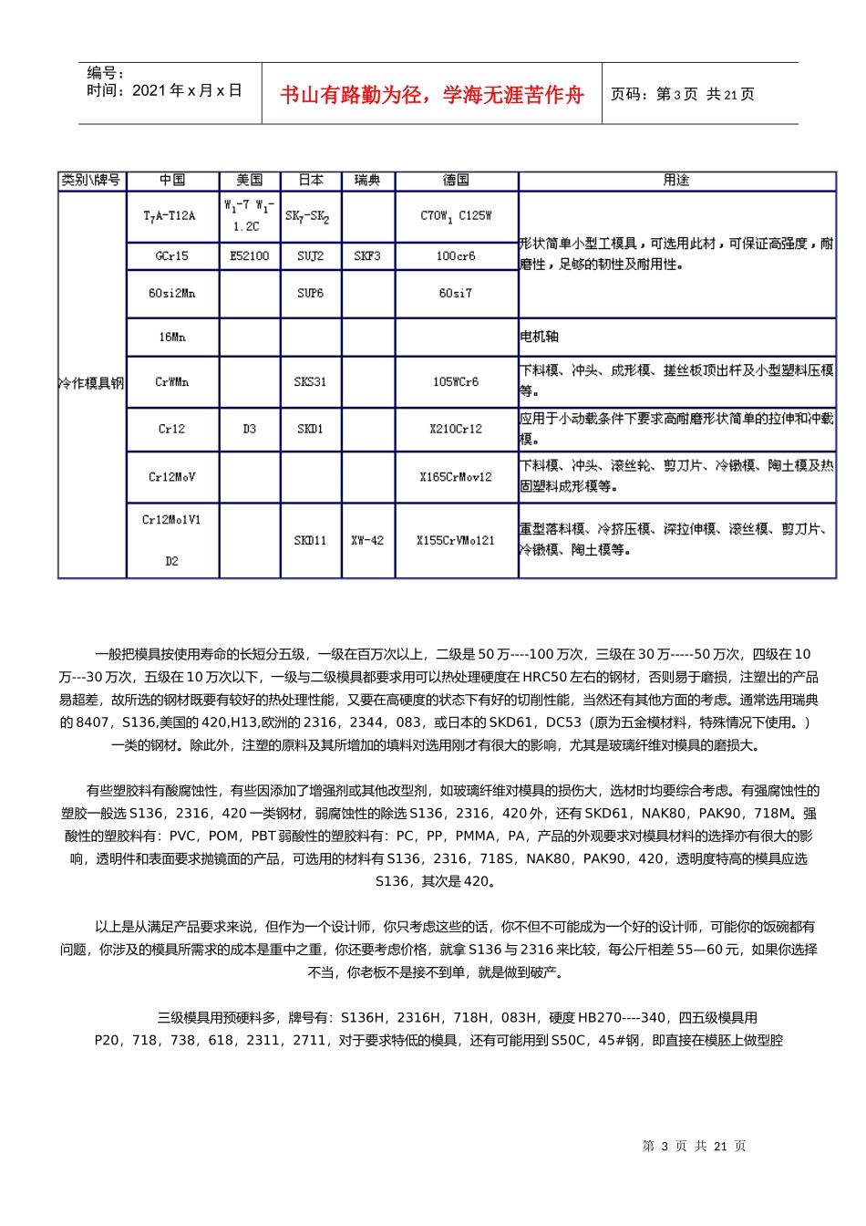 模具材料选择原则与模具设计_第3页