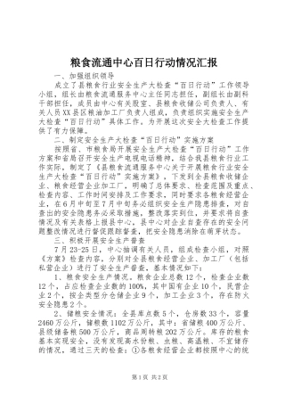 粮食流通中心百日行动情况汇报