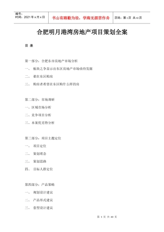 明月港湾房地产项目策划全案