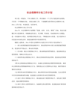 社会保障审计处工作计划 