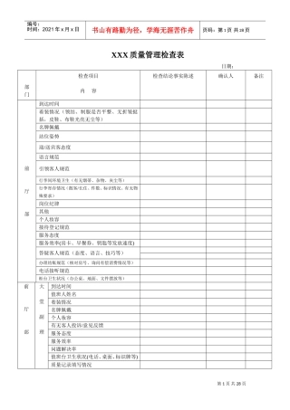 星级酒店各部门质检表格(DOC27页)