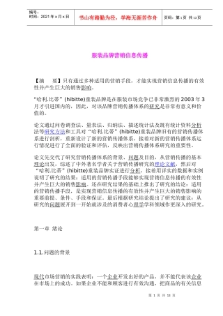 服装品牌营销信息传播(1)
