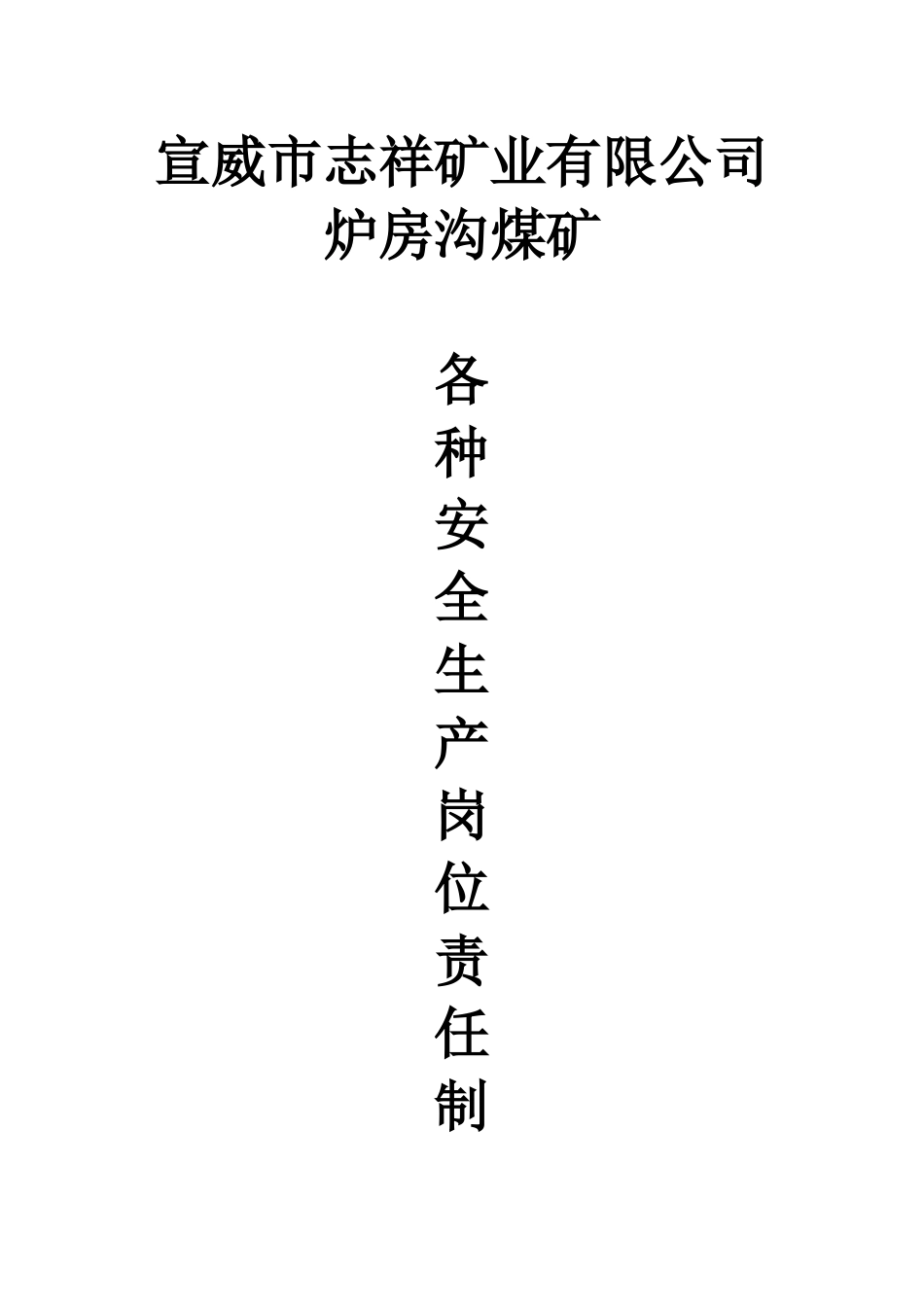 炉房沟煤矿各工种岗位责任制度(标准版本)_第1页