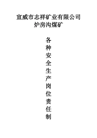 炉房沟煤矿各工种岗位责任制度(标准版本)