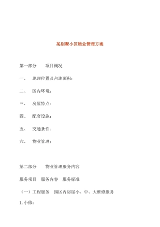 某别墅小区物业管理方案