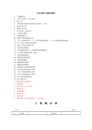 污水处理检验批表格