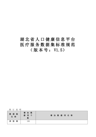 湖北省人口健康信息平台医疗服务数据集标准规范(DOC211页)