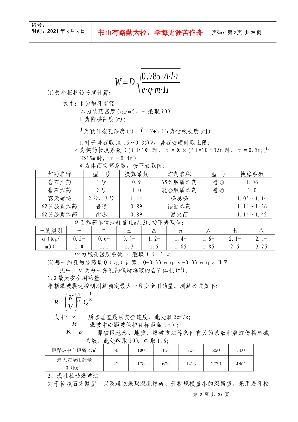 爆破安全专项施工方案培训资料(doc 43页)_第2页