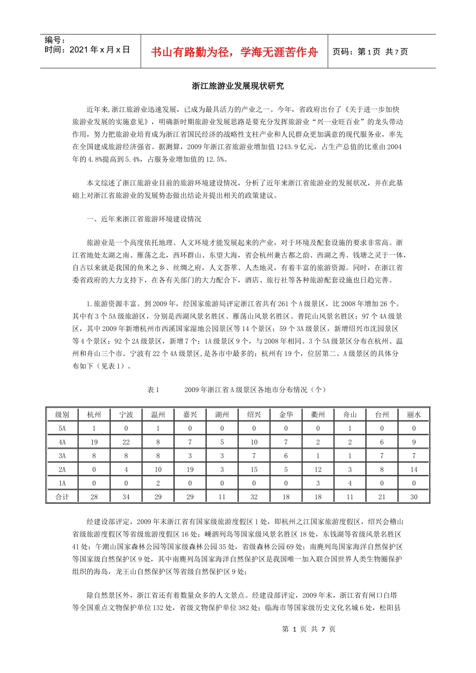浙江旅游业发展现状研究_第1页