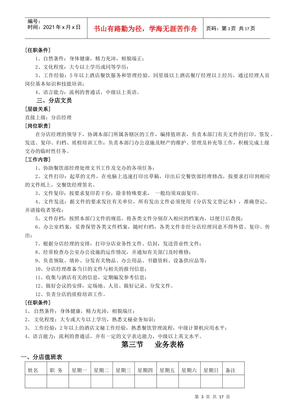 某酒店分店岗位职责_第3页