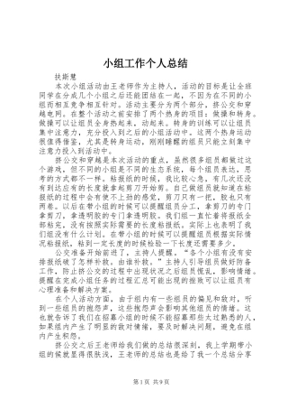 小组工作个人总结