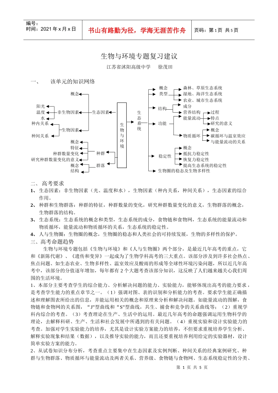 生物与环境专题复习建议_第1页