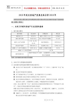 武汉房地产发展总体分析