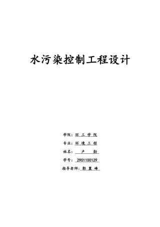 水污染控制工程设计
