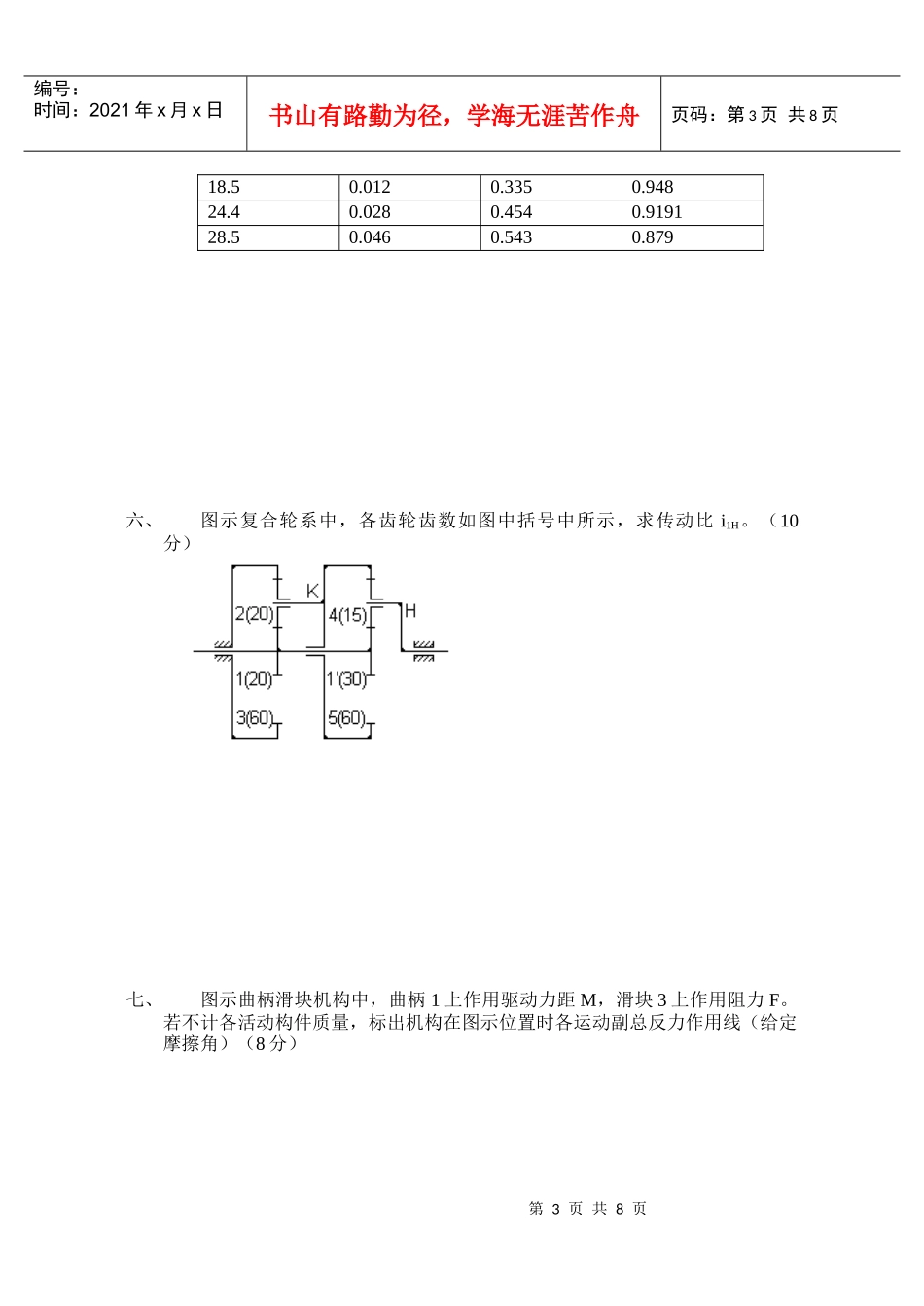 机械原理模拟试卷1_第3页