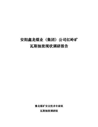 某煤业公司红岭矿瓦斯抽放现状调研报告