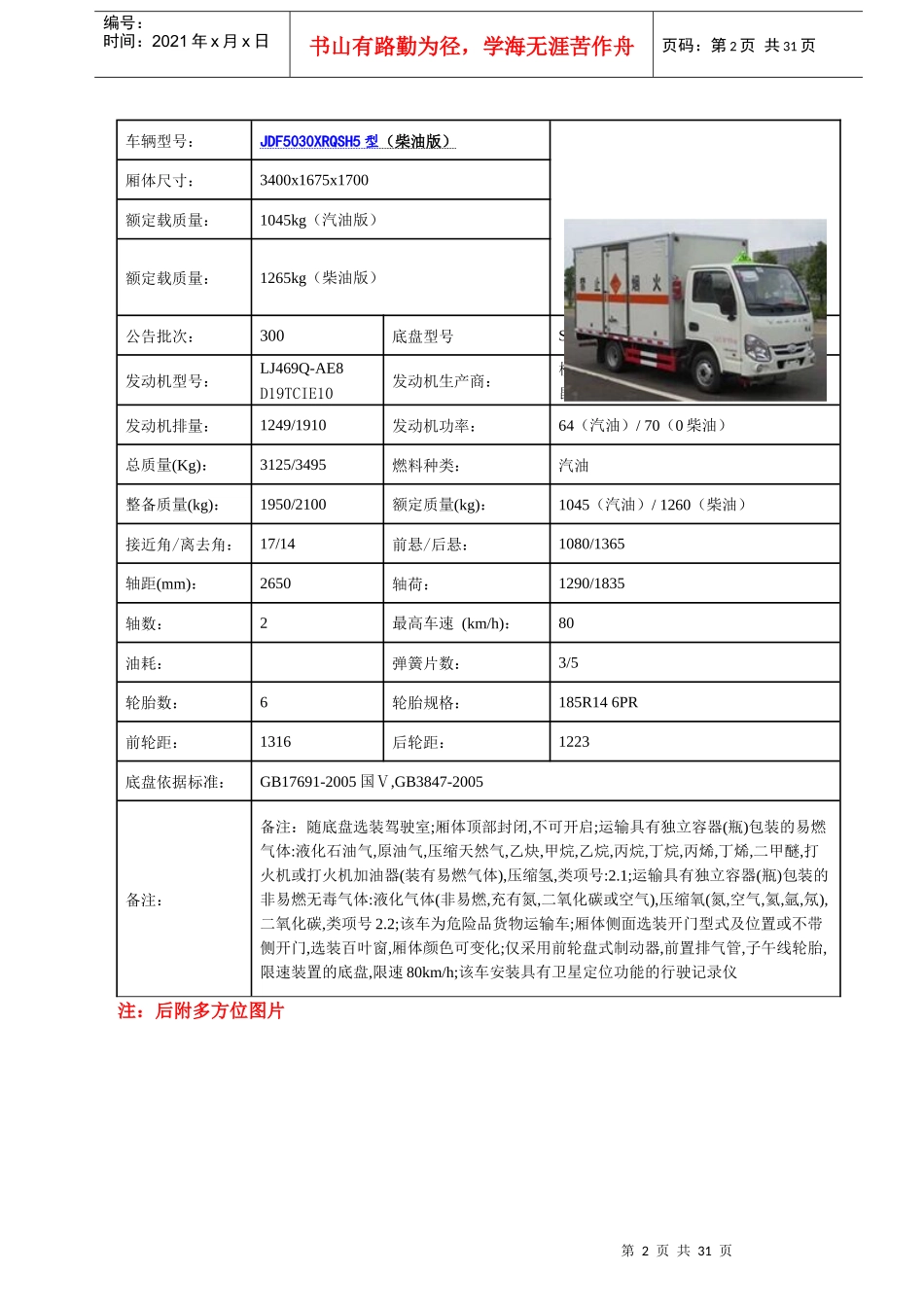 易燃气体厢式运输车图片价格（DOC31页）_第2页